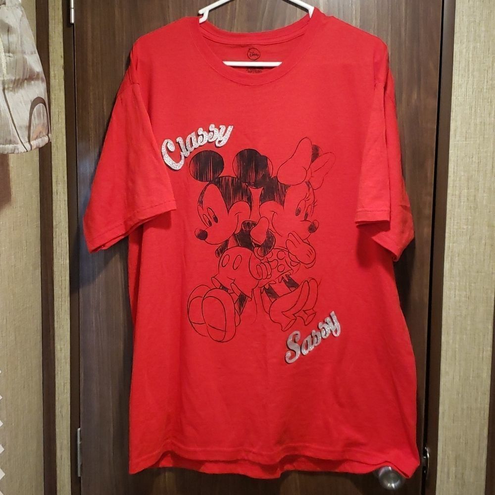 NWOT Mickey Mouse Minnie Mouse "Classy and Sassy" Red Black Silver T-Shirt Sz 1X